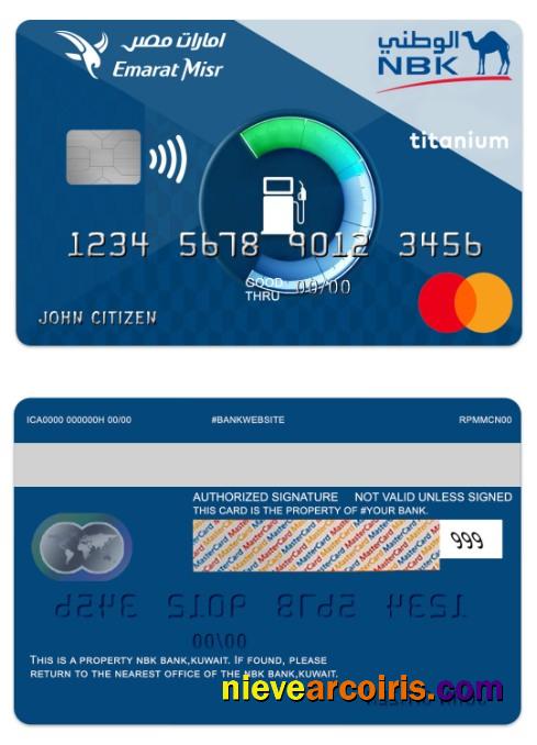 Kuwait NBK Bank Emarat Misr titanium mastercard